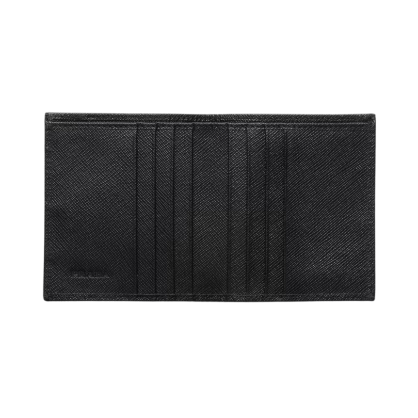 Portefeuille vertical PRADA cartes cuir re nylon noir cuir noir logo
