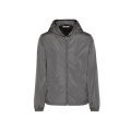Blouson Coupe vent zippé capuche nylon gris logo V métal
