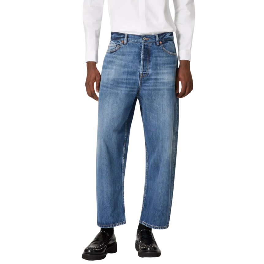 Pantalon Jeans VALENTINO chino coton denim bleu délavé