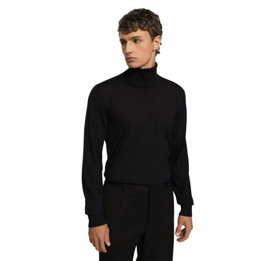 Pull col roulé DOLCE & GABBANA cachemire extra fin bleu marine