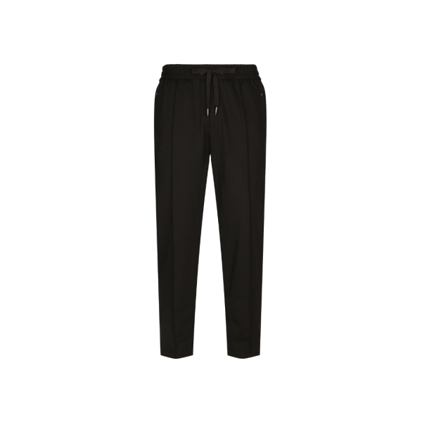 Pantalon jogging DOLCE & GABBANA jersey noir chevrons cordon