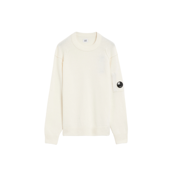 Pull ras du cou CP COMPANY laine agneau GRS blanc