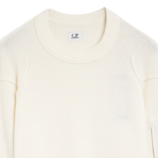 Pull ras du cou CP COMPANY laine agneau GRS blanc