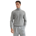 Pull col roulé cachemire gris clair chiné