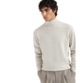Pull col roulé cachemire beige