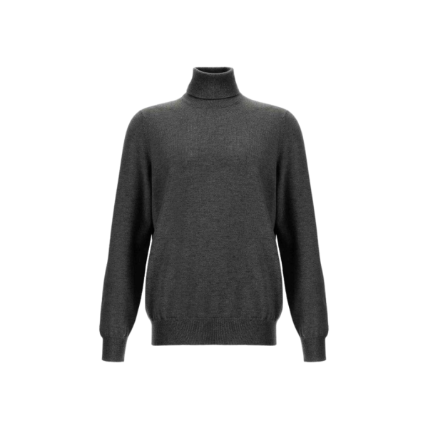 Pull BRUNELLO CUCINELLI col roulé cachemire gris anthracite