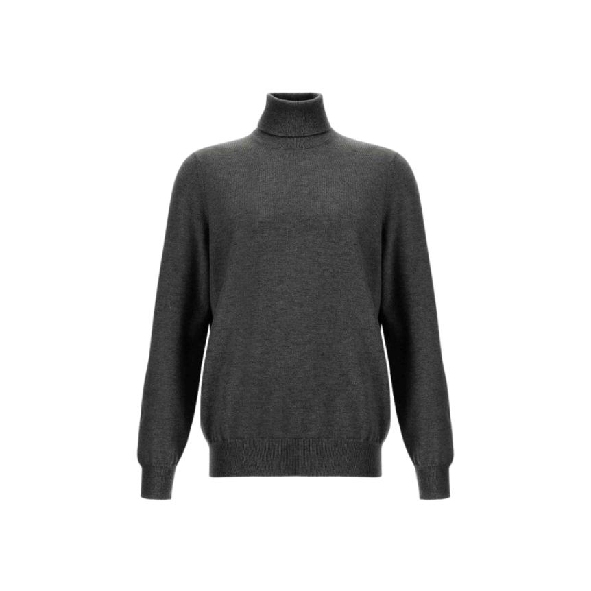 Pull BRUNELLO CUCINELLI col roulé cachemire gris anthracite