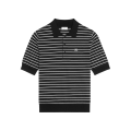 Polo Triomphe coton noir rayure blanc logo brodé