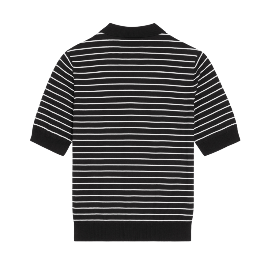 Polo CELINE Triomphe coton noir rayure blanc logo brodé