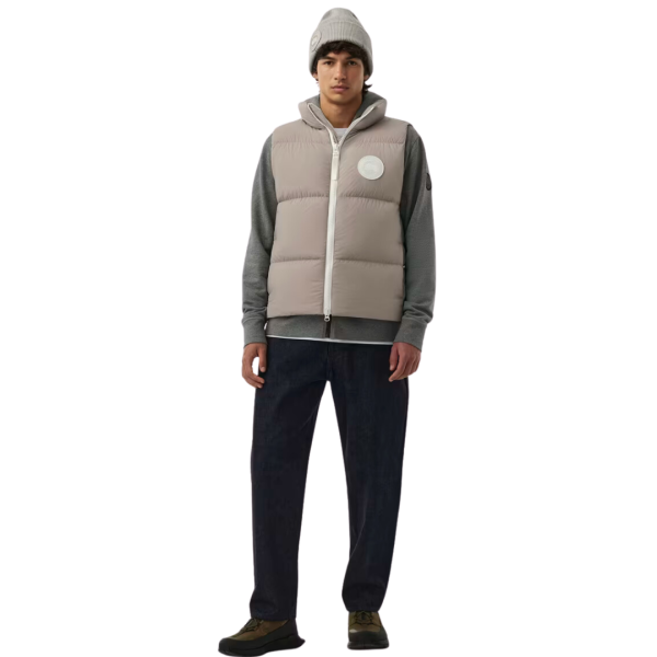 Gilet matelassé CCANADA GOOSE Lawrence nylon beige logo blanc