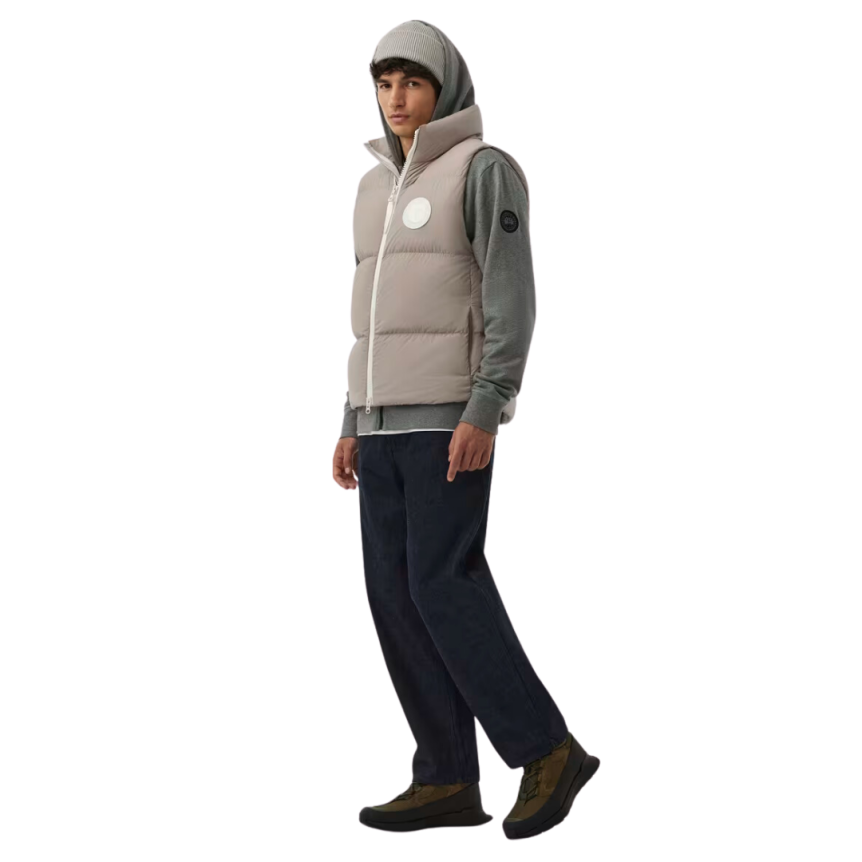 Gilet matelassé CCANADA GOOSE Lawrence nylon beige logo blanc