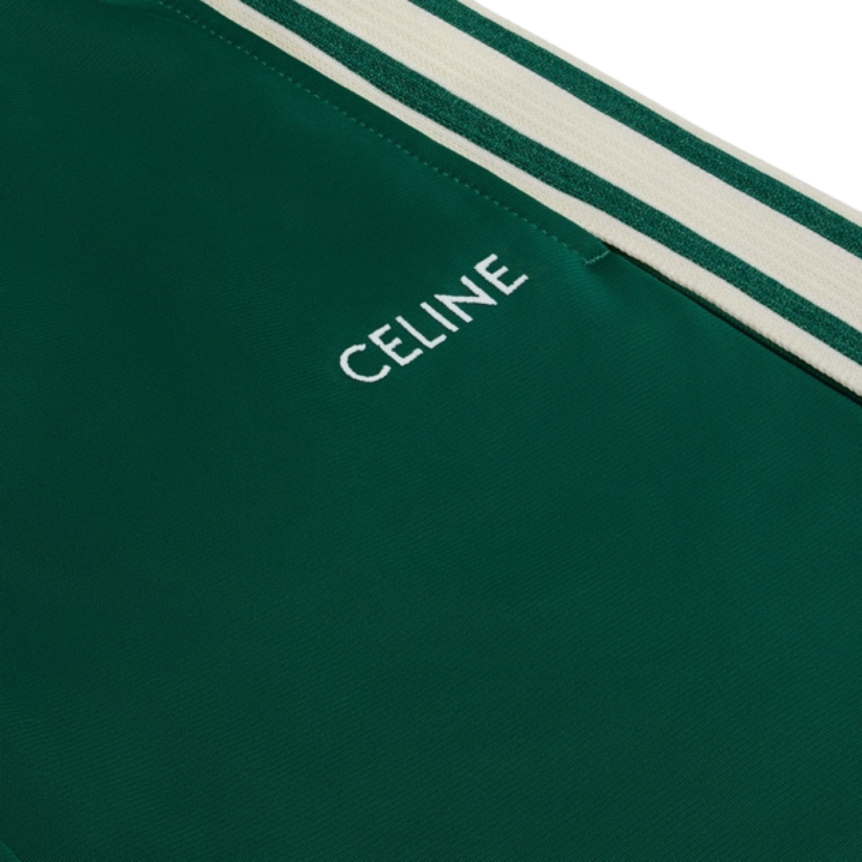 pantalon survêtement CELINE jersey vert bande & logo blanc