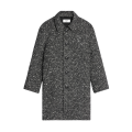 Manteau long droit Mac Camden tweed laine noir blanc