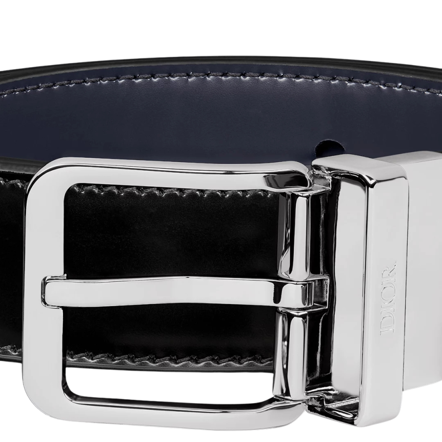 Ceinture réversible DIOR Cuir veau lisse noir et bleu marine