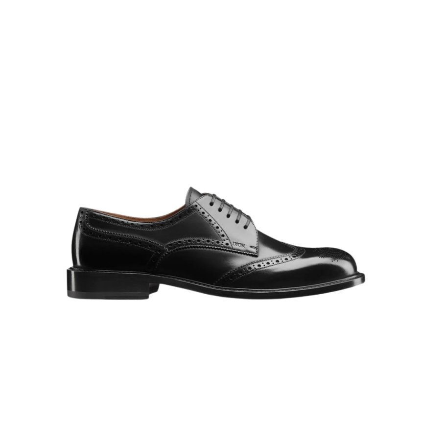 Derby brogue Dior Embassy Cuir veau patiné noir bout fleuri