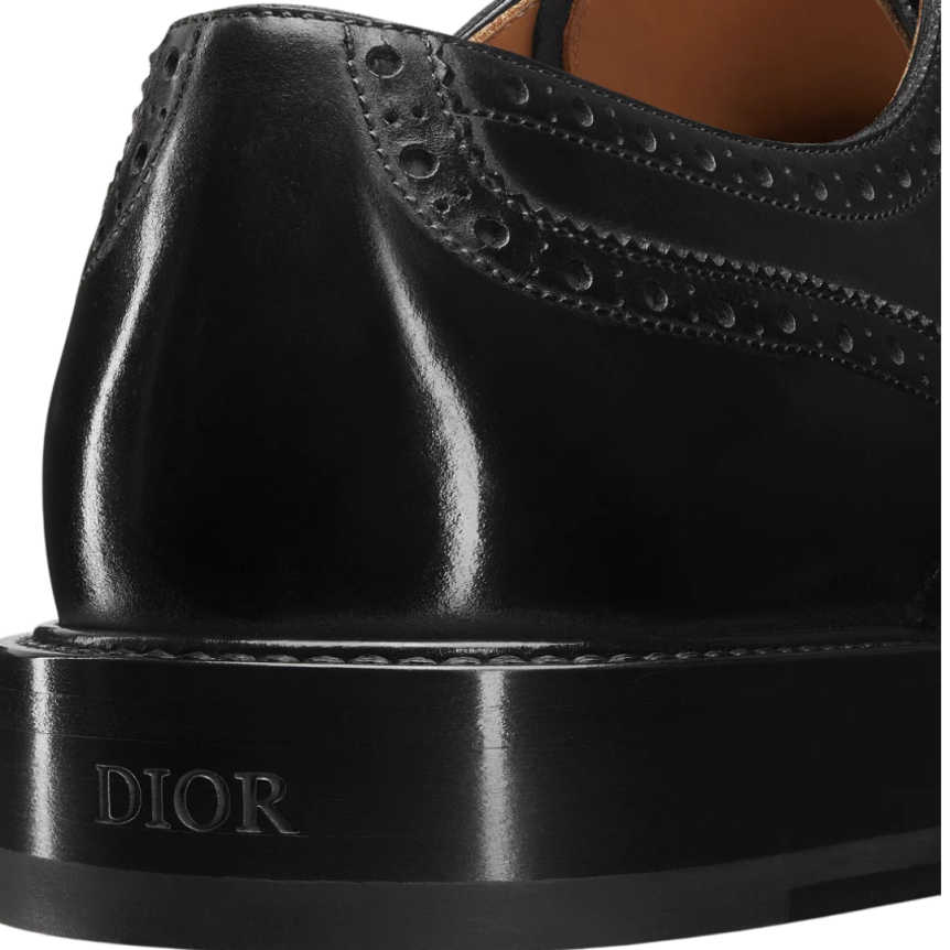 Derby brogue Dior Embassy Cuir veau patiné noir bout fleuri