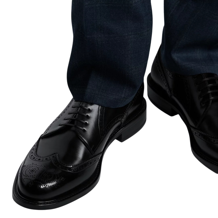 Derby brogue Dior Embassy Cuir veau patiné noir bout fleuri