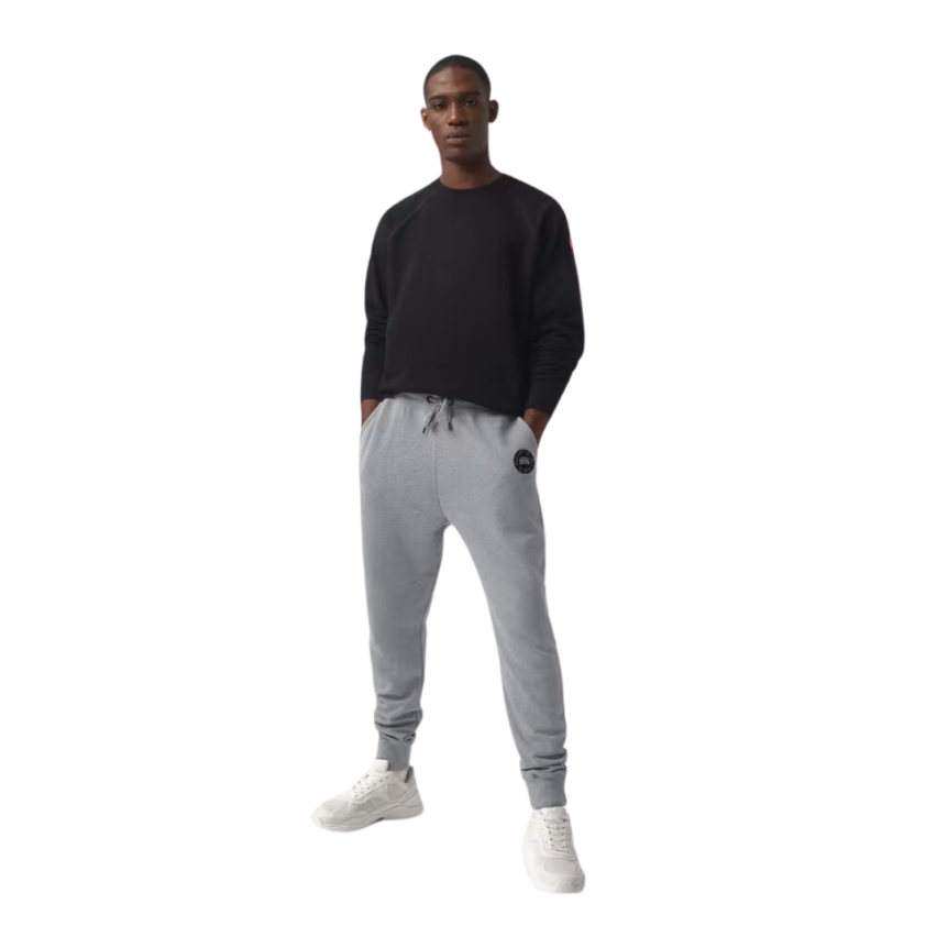 Pantalon de survêtement CANADA GOOSE Huron coton gris chiné jogging Black label