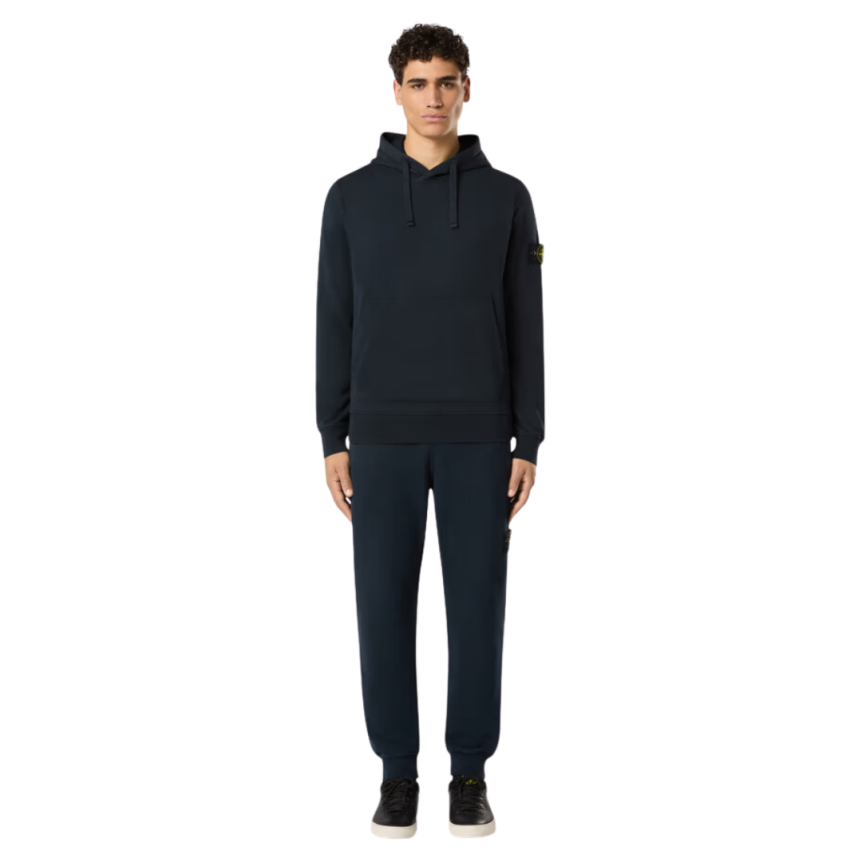 Sweat-shirt à capuche STONE ISLAND molleton coton bleu marine