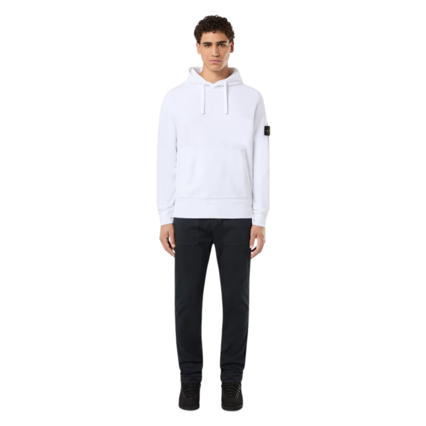 Sweat-shirt à capuche STONE ISLAND molleton coton blanc