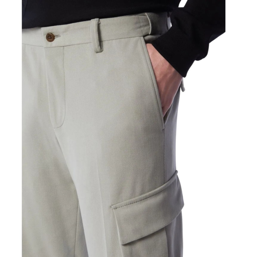 Pantalon Cargo CORNELIANI flanelle coton stretch gris clair