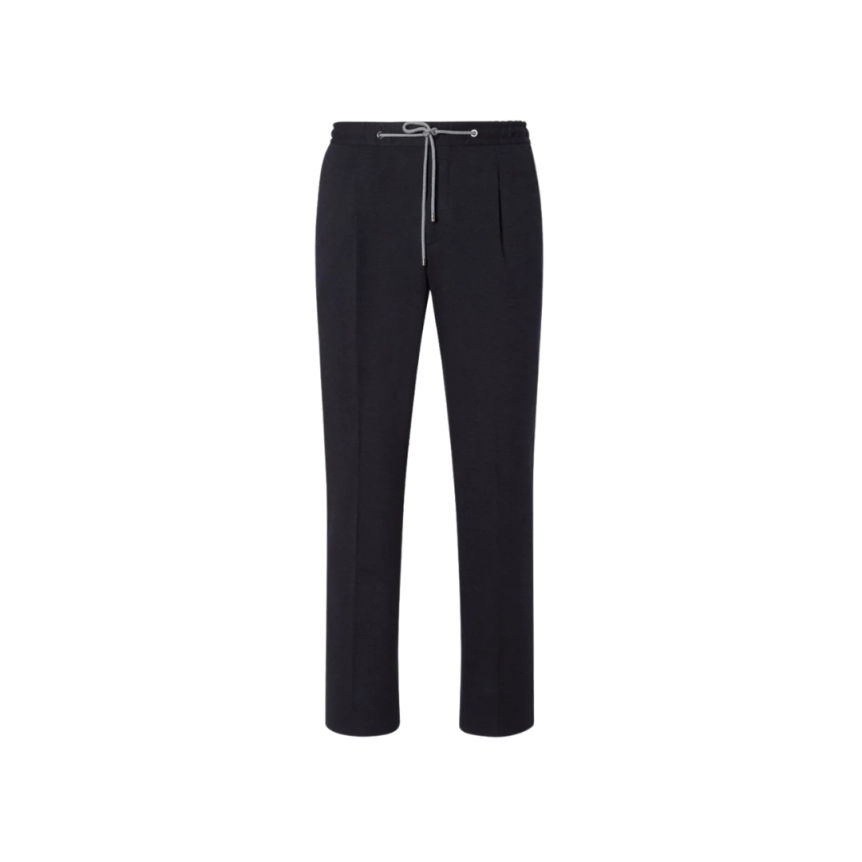Pantalon jogging CORNELIANI jersey laine bleu marine cordon taille