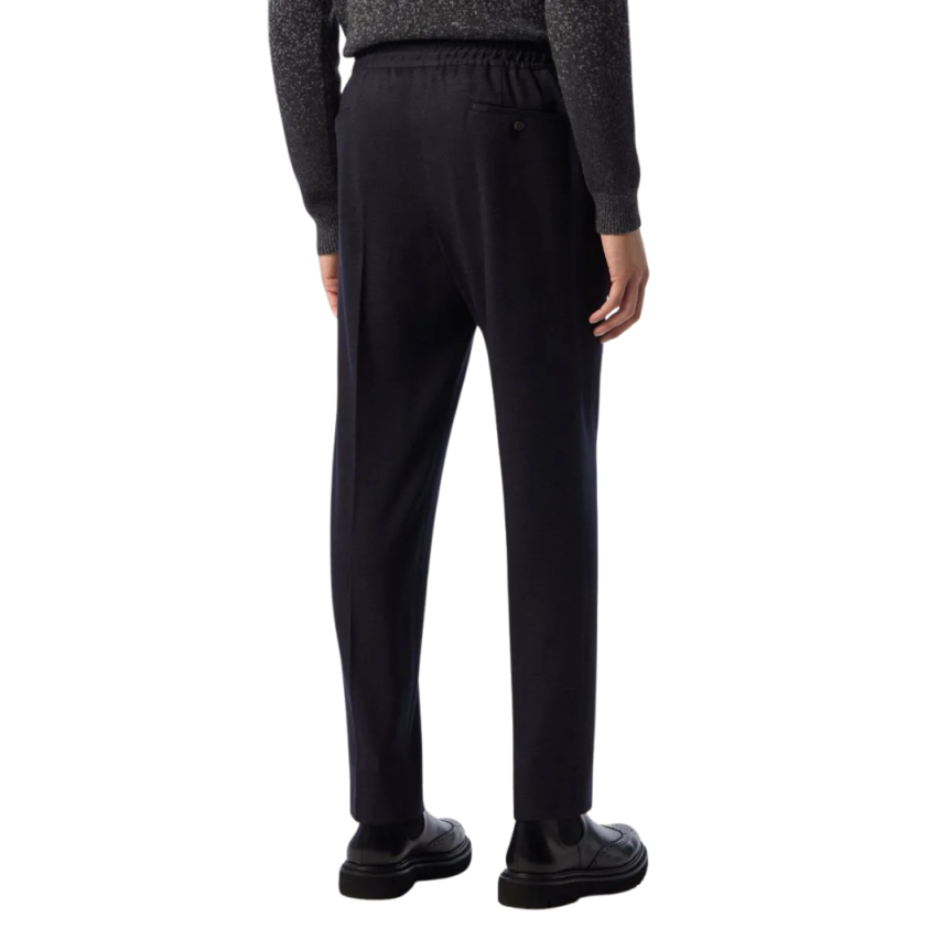 Pantalon jogging CORNELIANI jersey laine bleu marine cordon taille