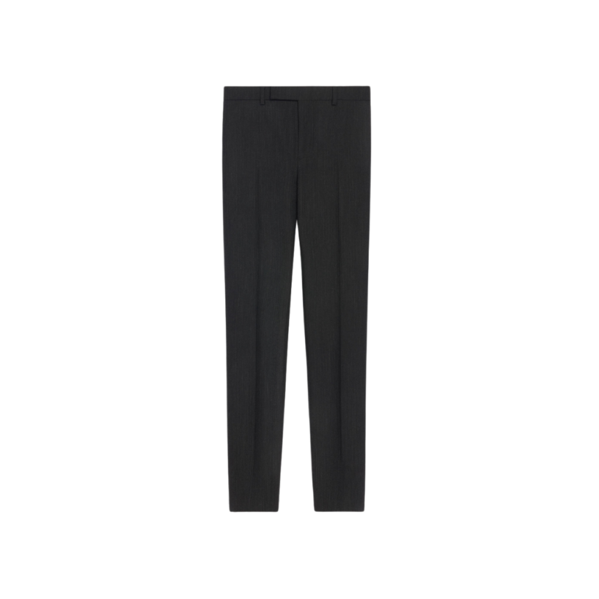 pantalon CELINE mods flanelle laine gris triple rayures