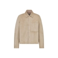 Blouson Cuir d'agneau suédé beige poche