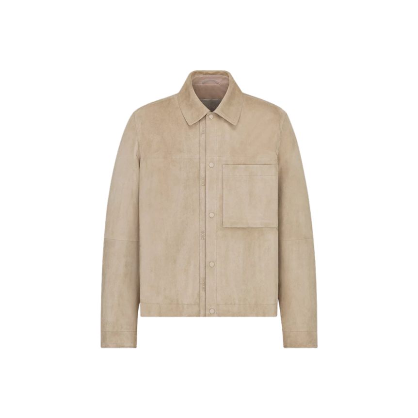Blouson Cuir d'agneau suédé beige poche