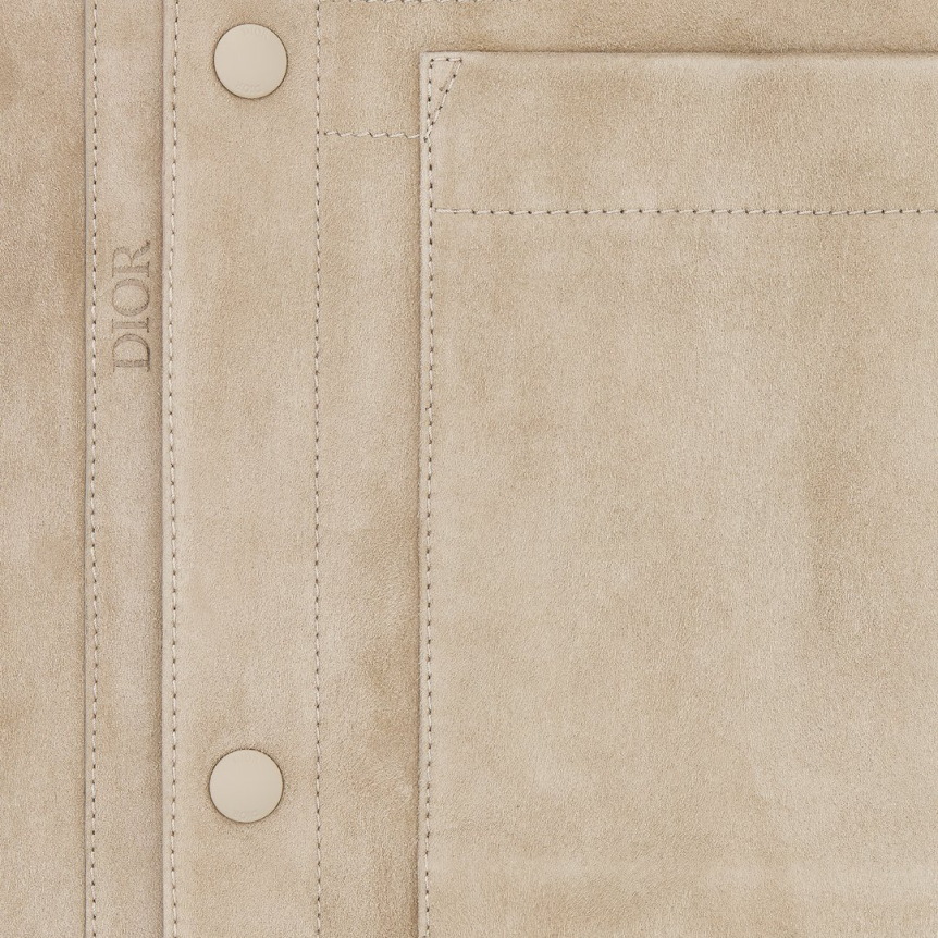 Blouson Cuir d'agneau suédé beige poche