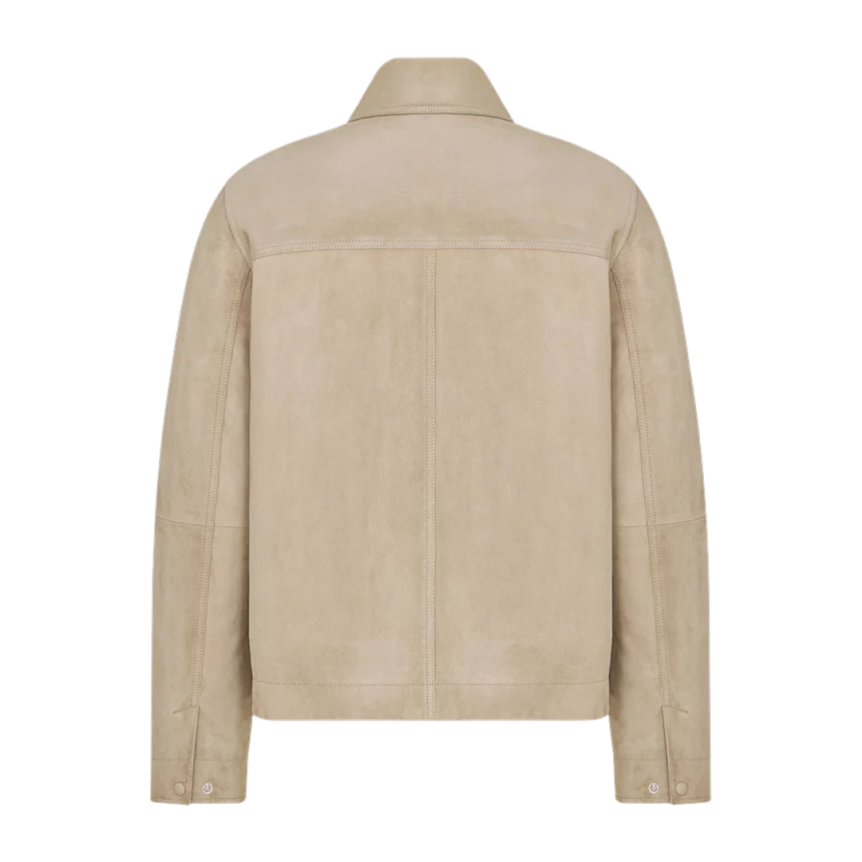 Blouson Cuir d'agneau suédé beige poche