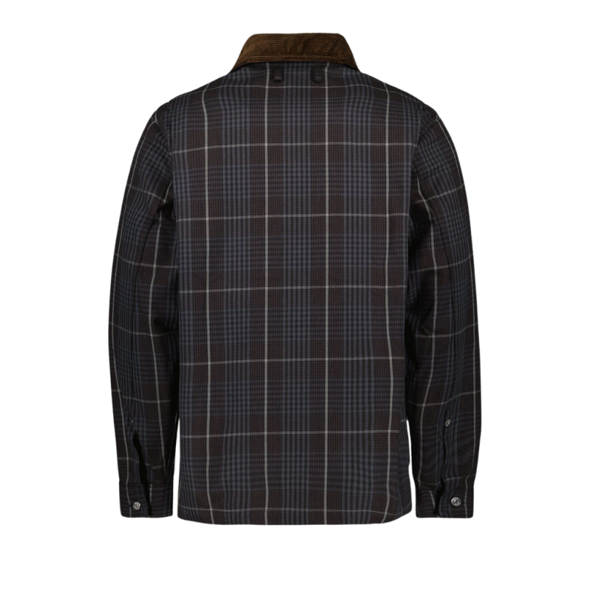 DIOR Surchemise coton carreaux bleu col velours cotelé marron