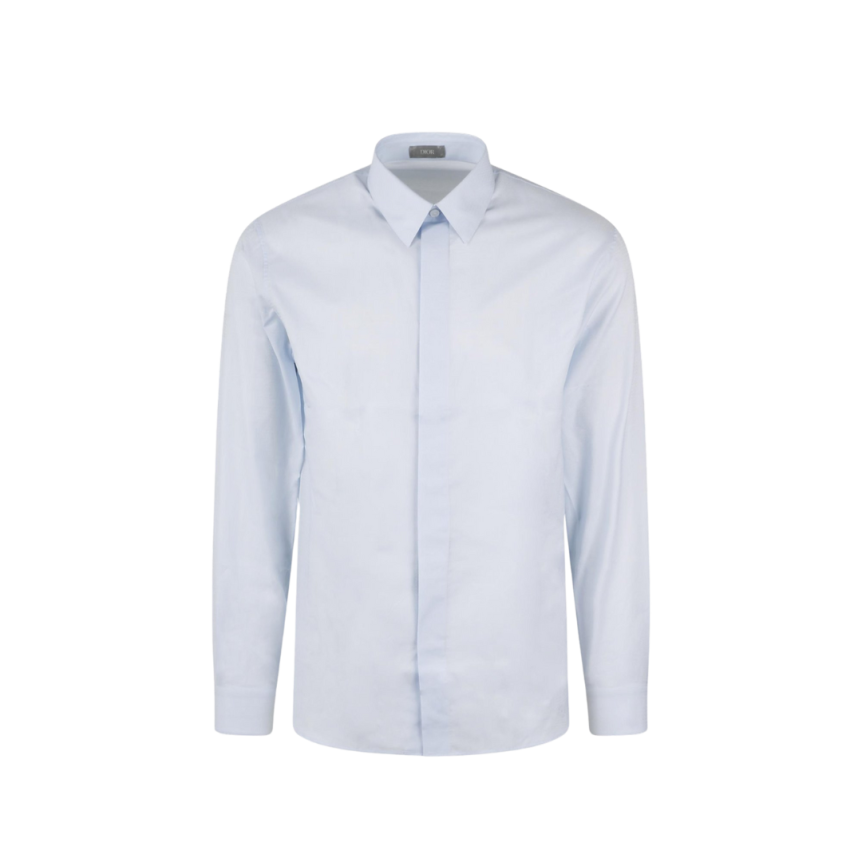 Chemise DIOR coton bleu ciel logo diamant ton sur ton