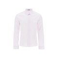 Chemise manche longue coton blanc fines rayures rose