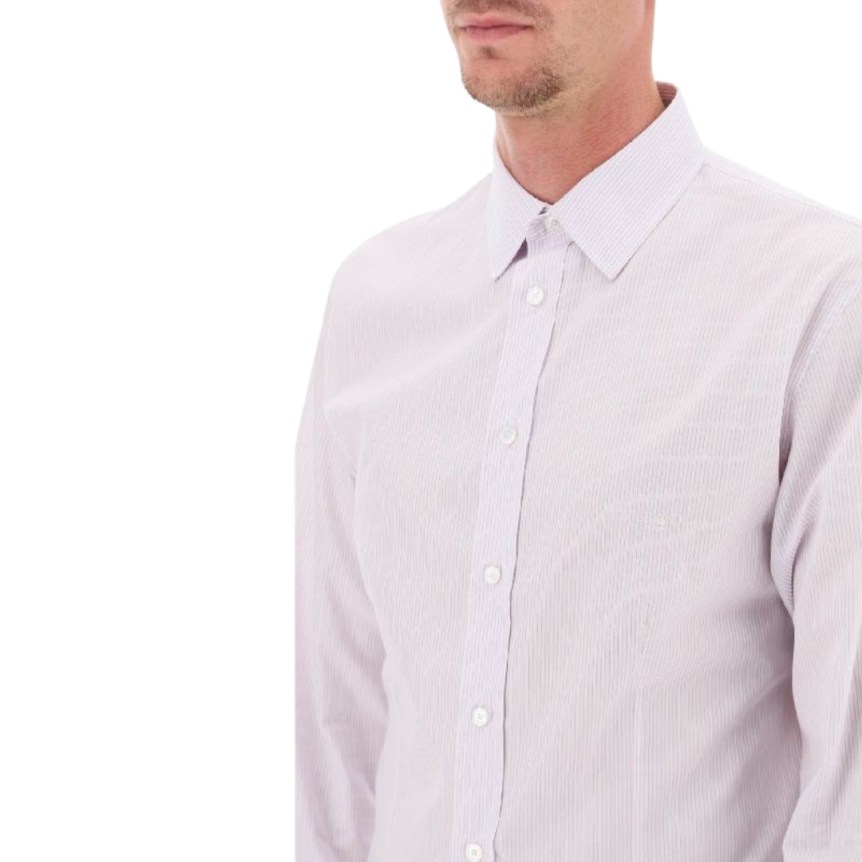 DIOR Chemise manche longue coton blanc fines rayures rose