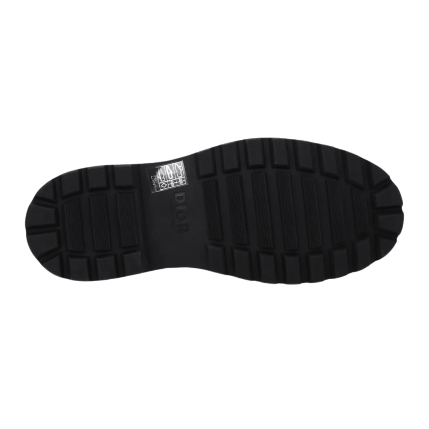 Bottines DIOR Explorer cuir noir lacets toile jacquard noir