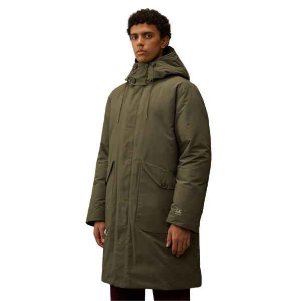 Parka à capuche CP COMPANY duvet Micro-M kaki