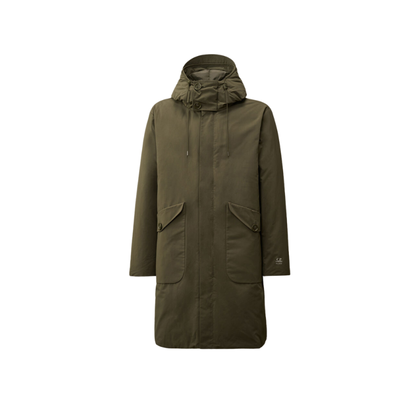 Parka à capuche CP COMPANY duvet Micro-M kaki