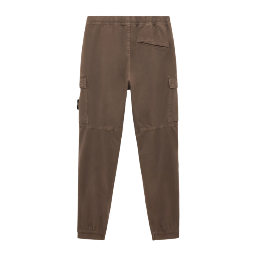 Pantalon cargo STONE ISLAND sergé de coton bio noisette délavé bas élastique