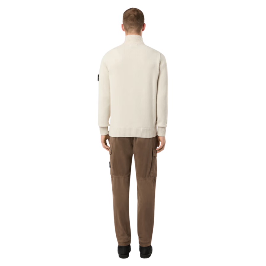 Pantalon cargo STONE ISLAND sergé de coton bio noisette délavé bas élastique