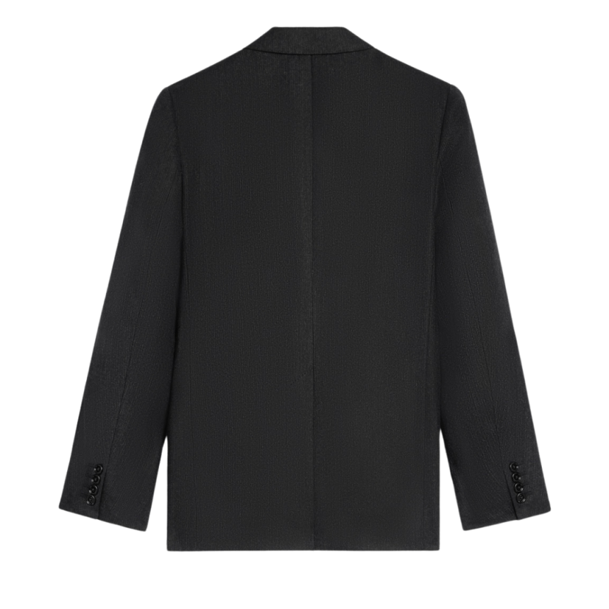 veste CELINE Carnaby Défilé flanelle laine gris anthracite fine rayures craie