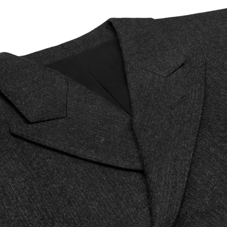 veste CELINE Carnaby Défilé flanelle laine gris anthracite fine rayures craie