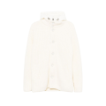 Cardigan capuche bi matière nylon doudoune laine vierge écrue