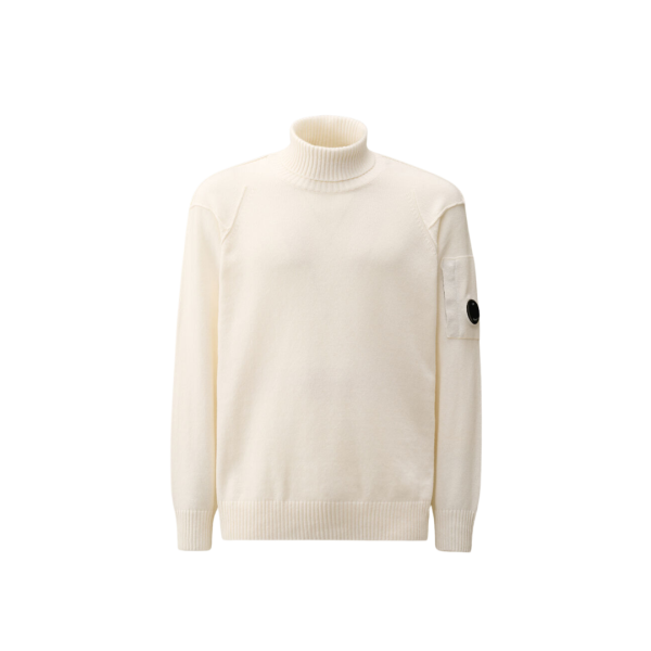 Pull col roulé CP COMPANY laine mélangée écru