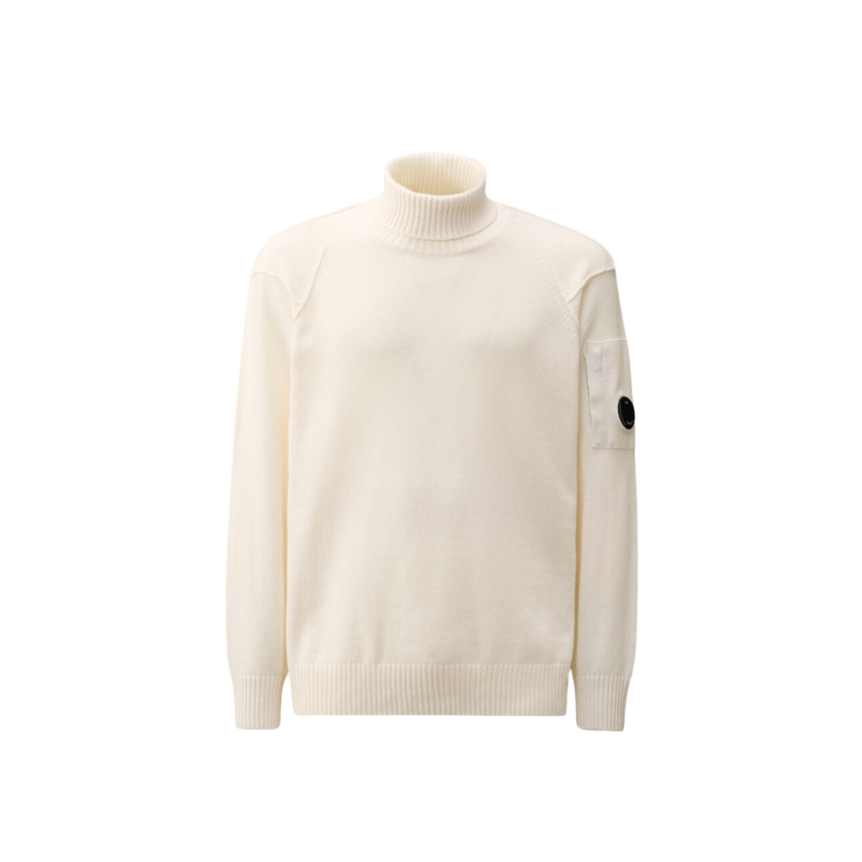 Pull col roulé CP COMPANY laine mélangée écru