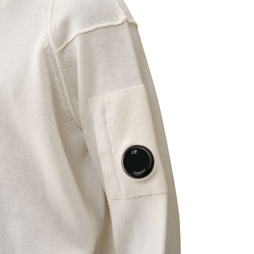 Pull col roulé CP COMPANY laine mélangée écru