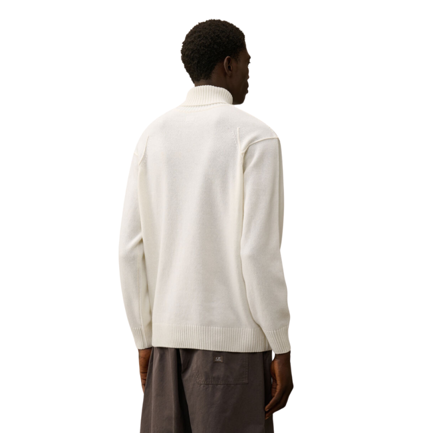 Pull col roulé CP COMPANY laine mélangée écru