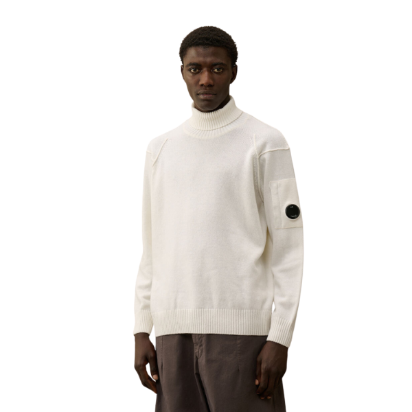 Pull col roulé CP COMPANY laine mélangée écru