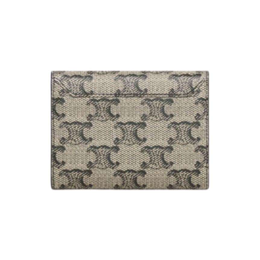 Porte-cartes CELINE toile Triomphe marron cuir veau noir